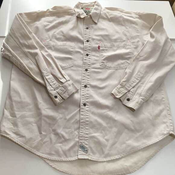 Levi's Mens Medium Long Sleeve Button Up Shirt Work Western Rodeo Cowboy Khaki - Picture 1 of 7